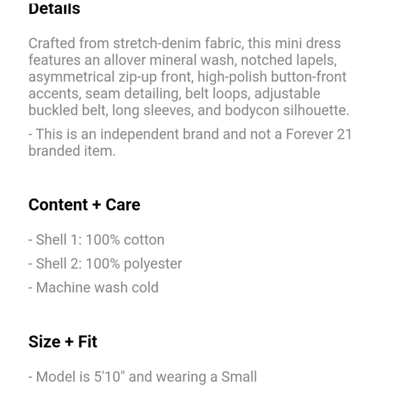 FINAL PRICE! NWT RARE F21 Denim Jacket Dress - Picture 6 of 6